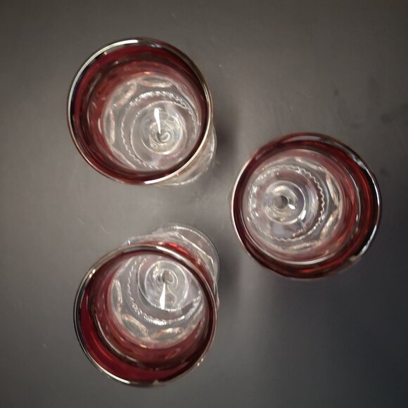 3 - Vintage Tiffin-Franciscan King's Crown Ruby Flashed Wine Goblet 5 1/2" High - Picture 2 of 4